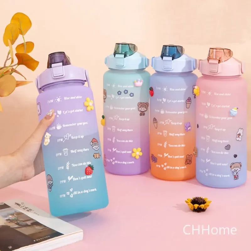 Kawaii Water Bottle 2 Liters Sport Motivational Water Bottle