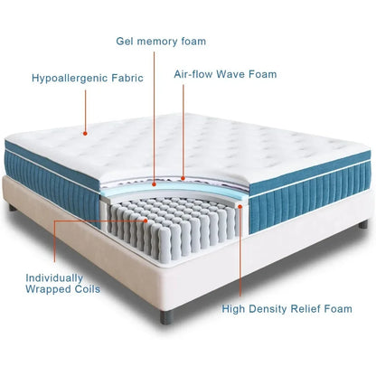 King Mattress, 14 Inch, Gel Foam Mattress, Support & Pressure Relief