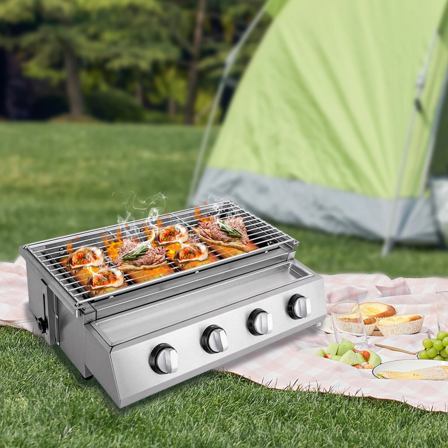 BBQ Propane Gas Stove Grill Stainless Steel Patio Garden Barbecue Grill