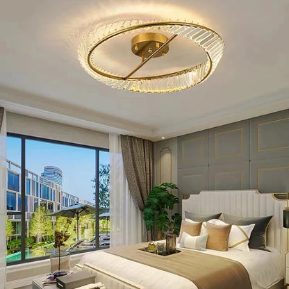 Modern Luxury Crystal LED Ceiling Bedroom Ring Light Fixtures