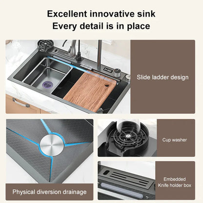 Waterfall Elegance Digital Kitchen Sink