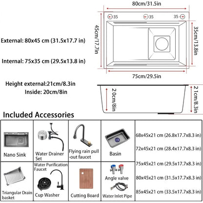 SleekSpace Black Nano Kitchen Sink