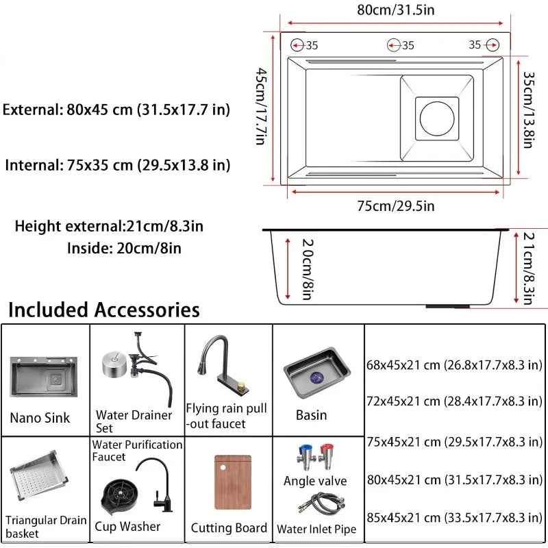 SleekSpace Black Nano Kitchen Sink