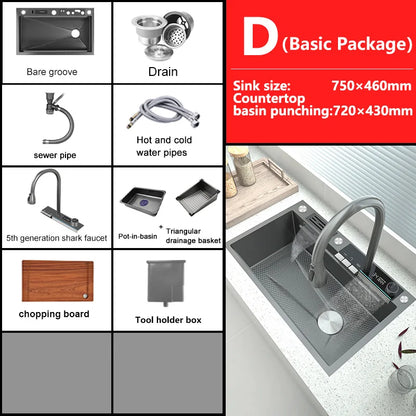 Waterfall Elegance Digital Kitchen Sink