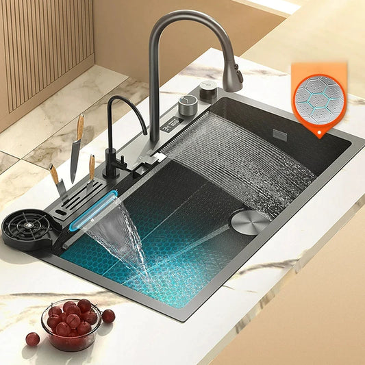 Waterfall Elegance Digital Kitchen Sink